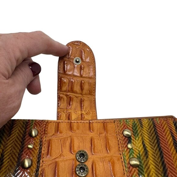 Sharif jeweled beaded print leather trifold wallet Vintage Artsy Brown multi - Picture 5 of 12